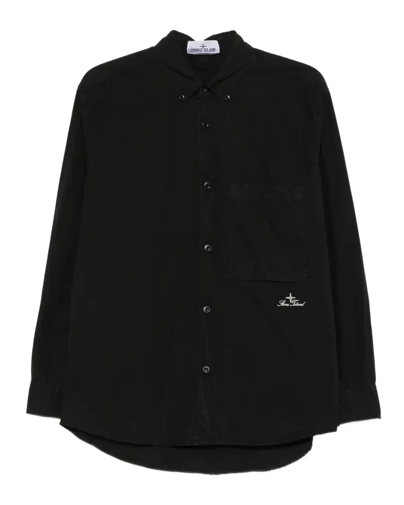 Stone Island chest-pocket embroidery shirt - Schwarz Schwarz