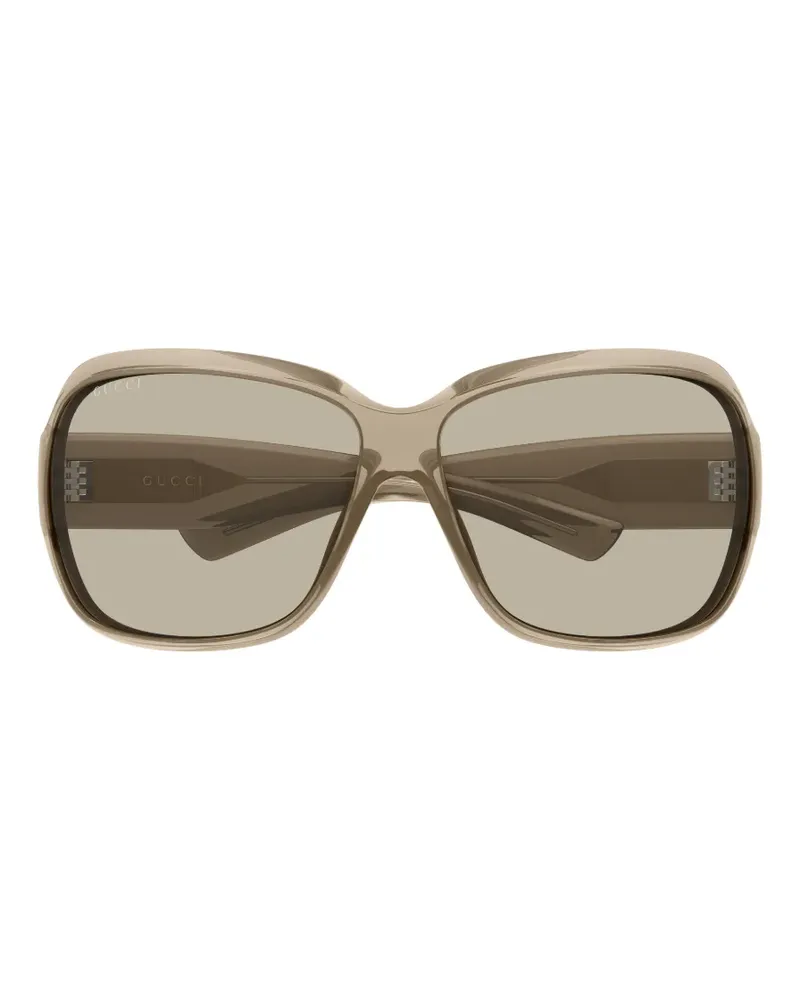 Gucci logo-print square-frame sunglasses - Nude Nude