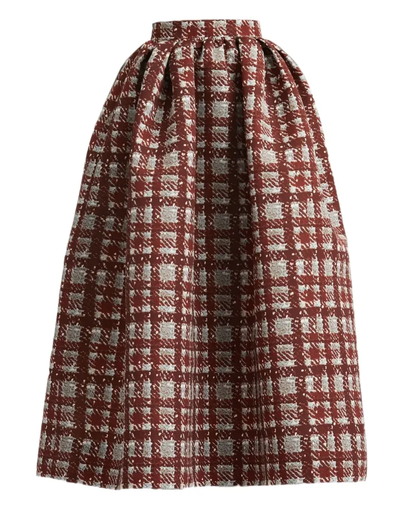 Oscar de la Renta Karierter Midirock - Rot Rot