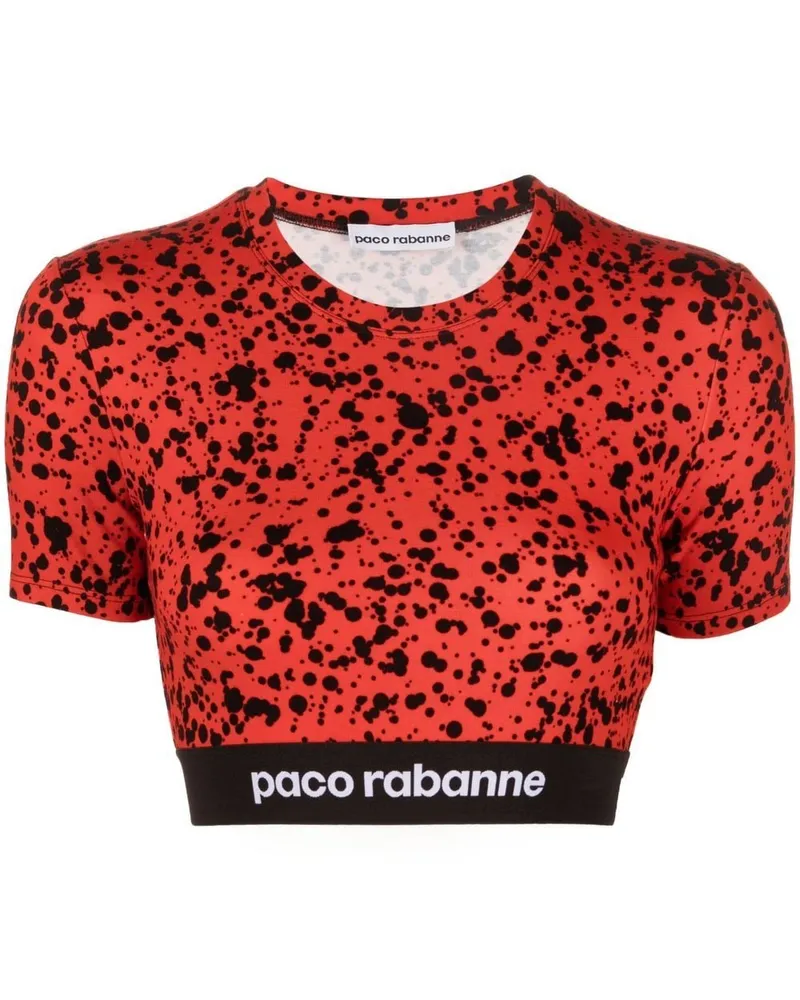 Paco Rabanne Cropped-Top mit Farbklecks-Print - Rot Rot