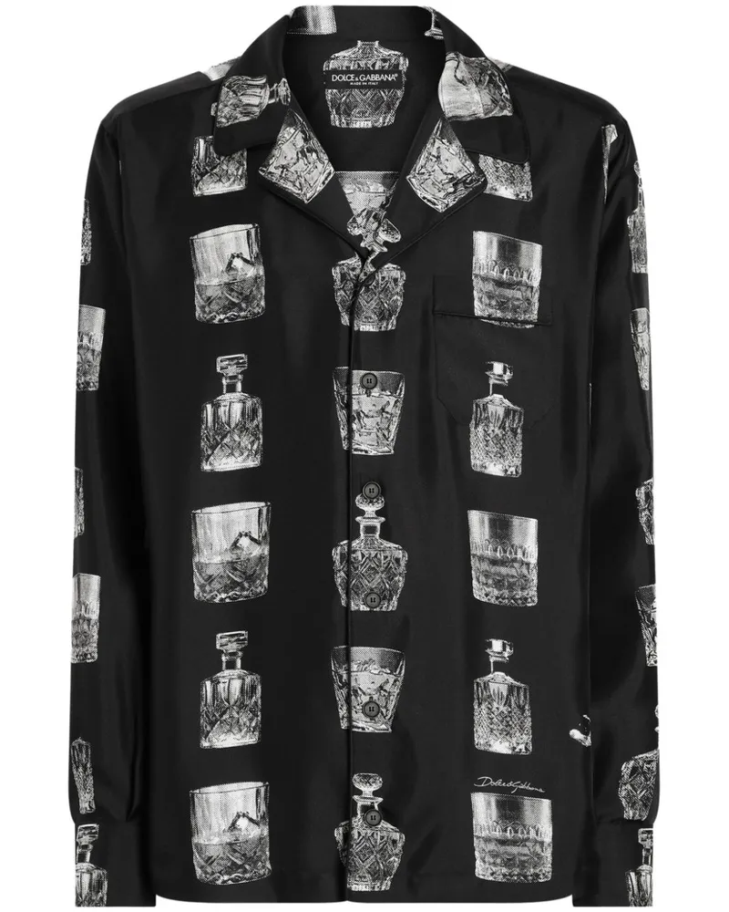 Dolce & Gabbana Hemd mit Spirituosen-Print - Schwarz Schwarz
