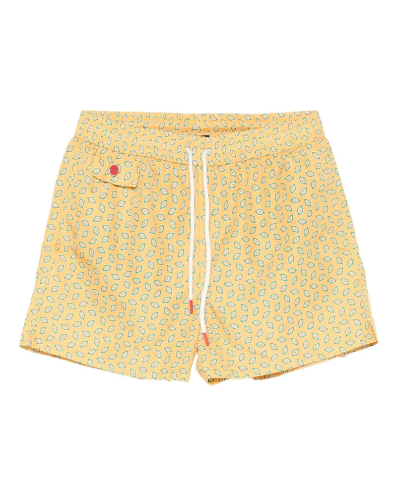 Kiton Gemusterte Badeshorts - Gelb Gelb