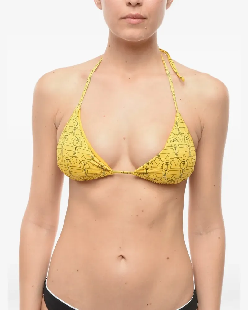 Karl Lagerfeld Triangel-Bikinioberteil mit Logo-Print - Gelb Gelb