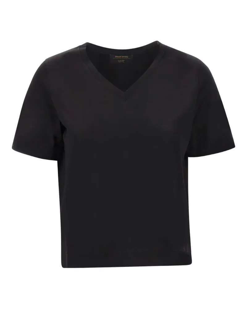 Gran Sasso V-neck rolled-cuff T-shirt - Schwarz Schwarz