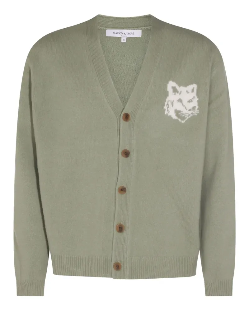 Kitsuné Cardigan mit Fox Head-Intarsie - Grün Grün