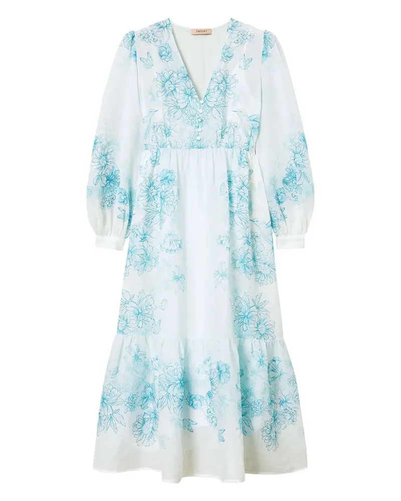 Twin-Set Kleid mit Blumen-Print - Weiß Weiß