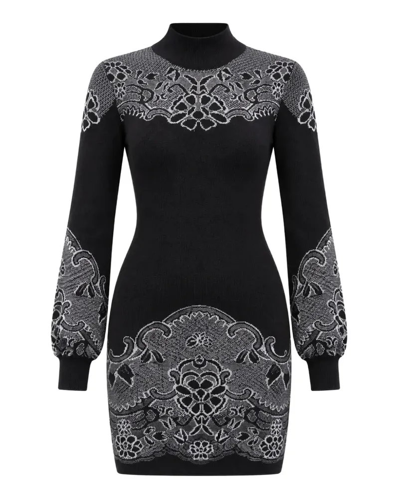 Twin-Set jacquard-knit high-neck mini dress - Schwarz Schwarz