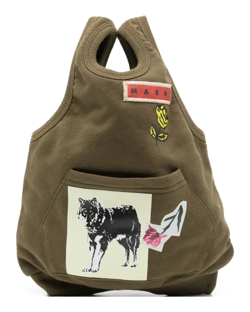 Marni Handtasche mit grafischem Print - Grün Grün