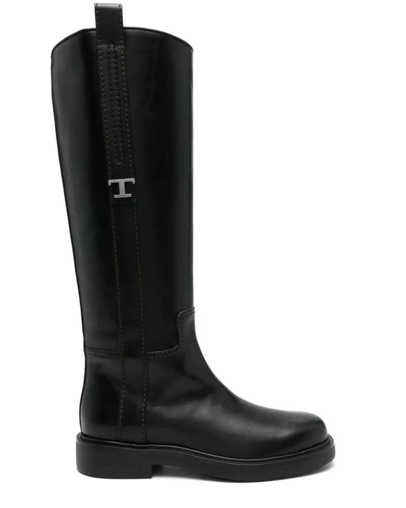 TOD'S Stiefel mit Logo - Schwarz Schwarz