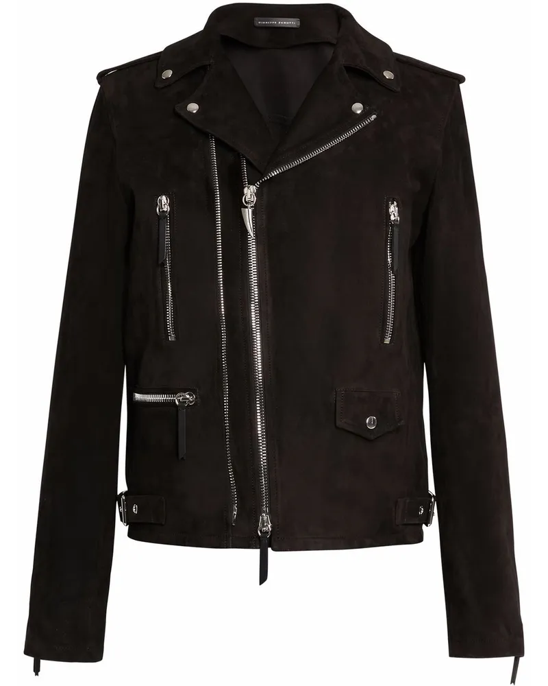 Giuseppe Zanotti Bikerjacke aus Wildleder - Schwarz Schwarz