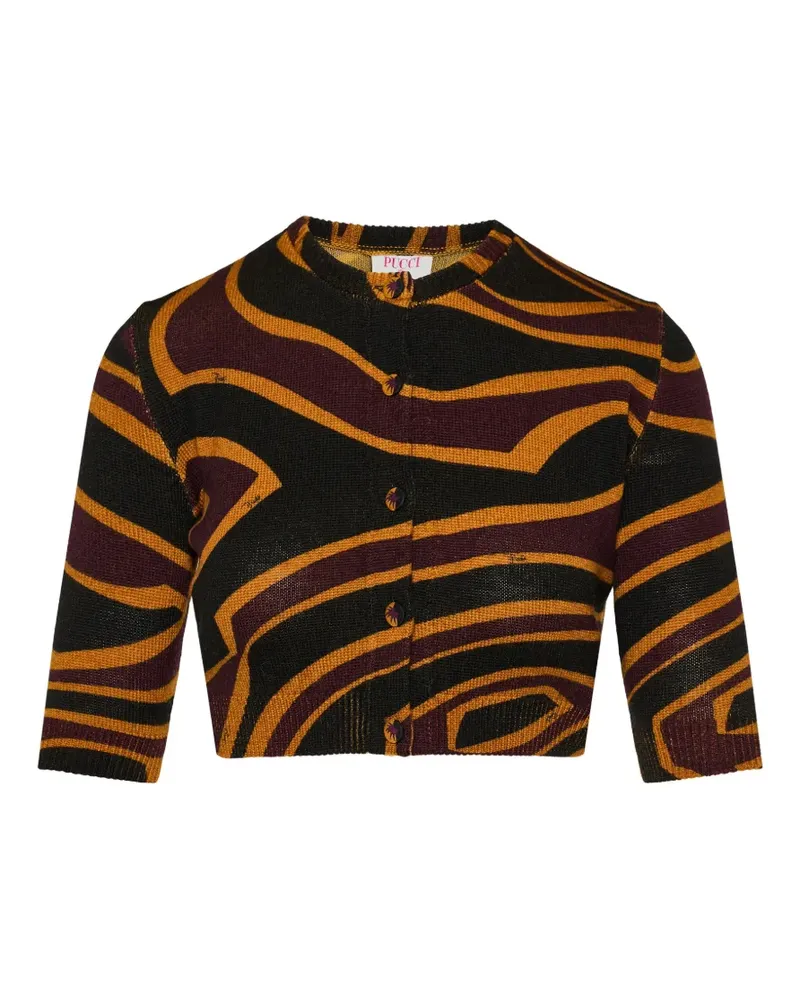 Emilio Pucci Labirinto abstract-print cropped cardigan - Schwarz Schwarz