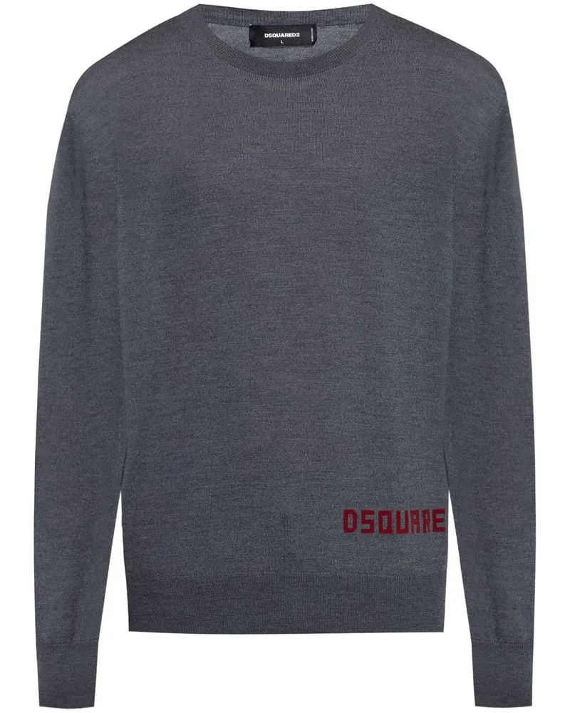 Dsquared2 Pullover mit Intarsien-Logo - Grau Grau