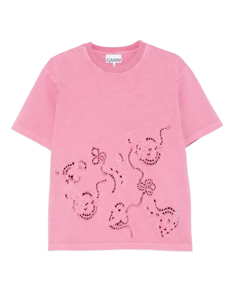 Ganni Kurzärmeliges T-Shirt - Rosa Rosa