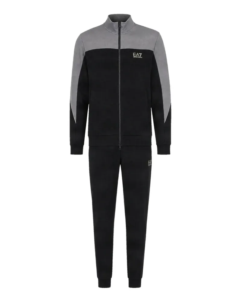 EA7 logo-print panelled tracksuit - Schwarz Schwarz