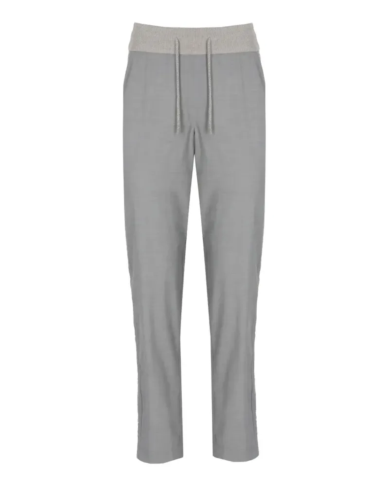 PANICALE Cashmere drawstring side-stripe trousers - Grau Grau