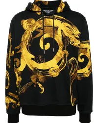 Versace Jeans Watercolour Couture Hoodie mit Kordelzug Schwarz