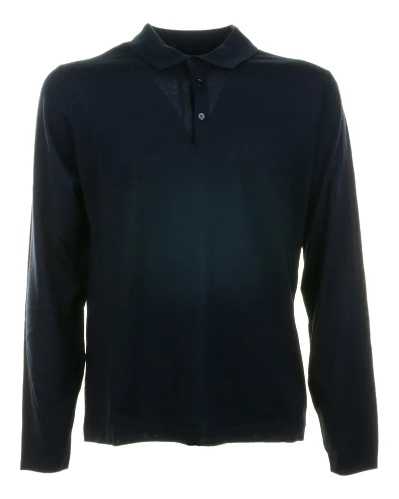 Brooksfield buttoned long-sleeve polo shirt - Blau Blau