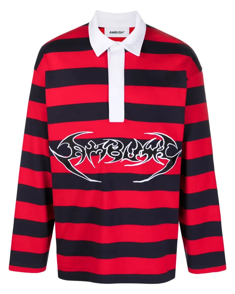 AMBUSH Gestreiftes Poloshirt mit Logo-Print - Blau Blau