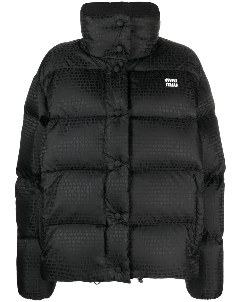 Miu Miu Gefütterte Jacke mit Logo-Print - Schwarz Schwarz