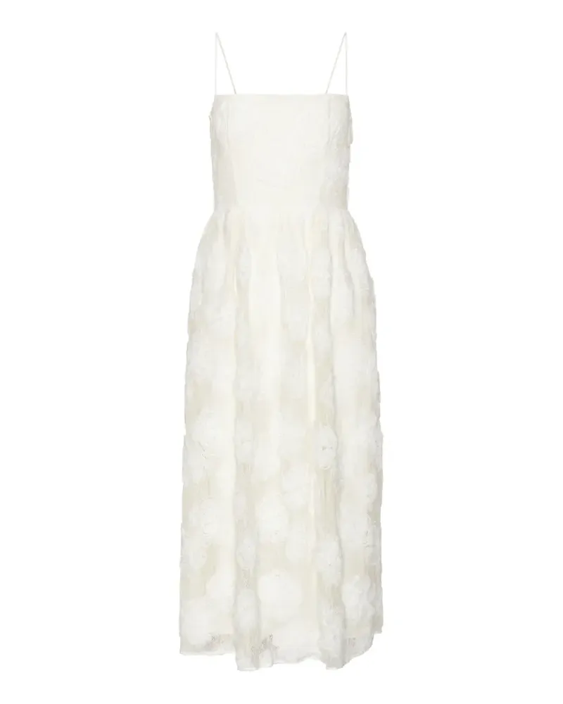 ROTATE Birger Christensen Midikleid aus Blumen-Mesh - Nude Nude