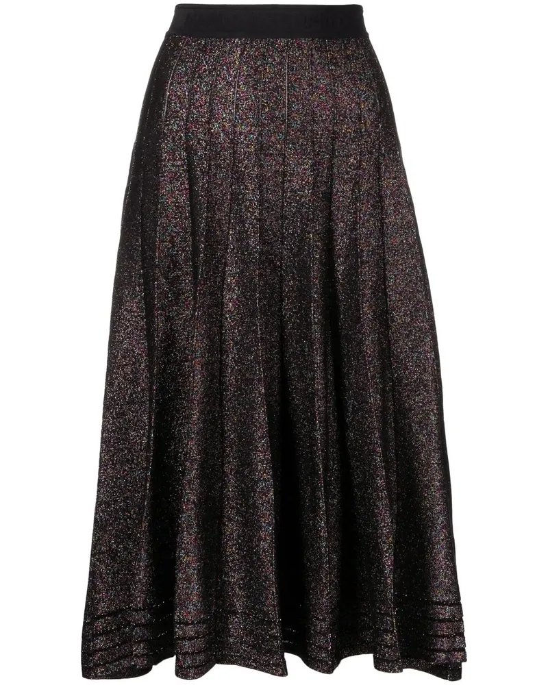 Karl Lagerfeld Plisseerock in Metallic-Optik - Schwarz Schwarz