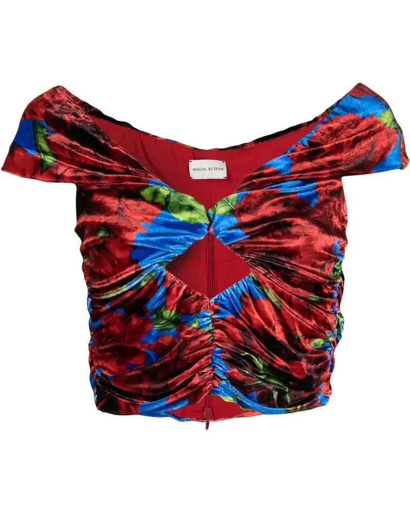 Magda Butrym Samtoberteil mit Blumen-Print - Blau Blau