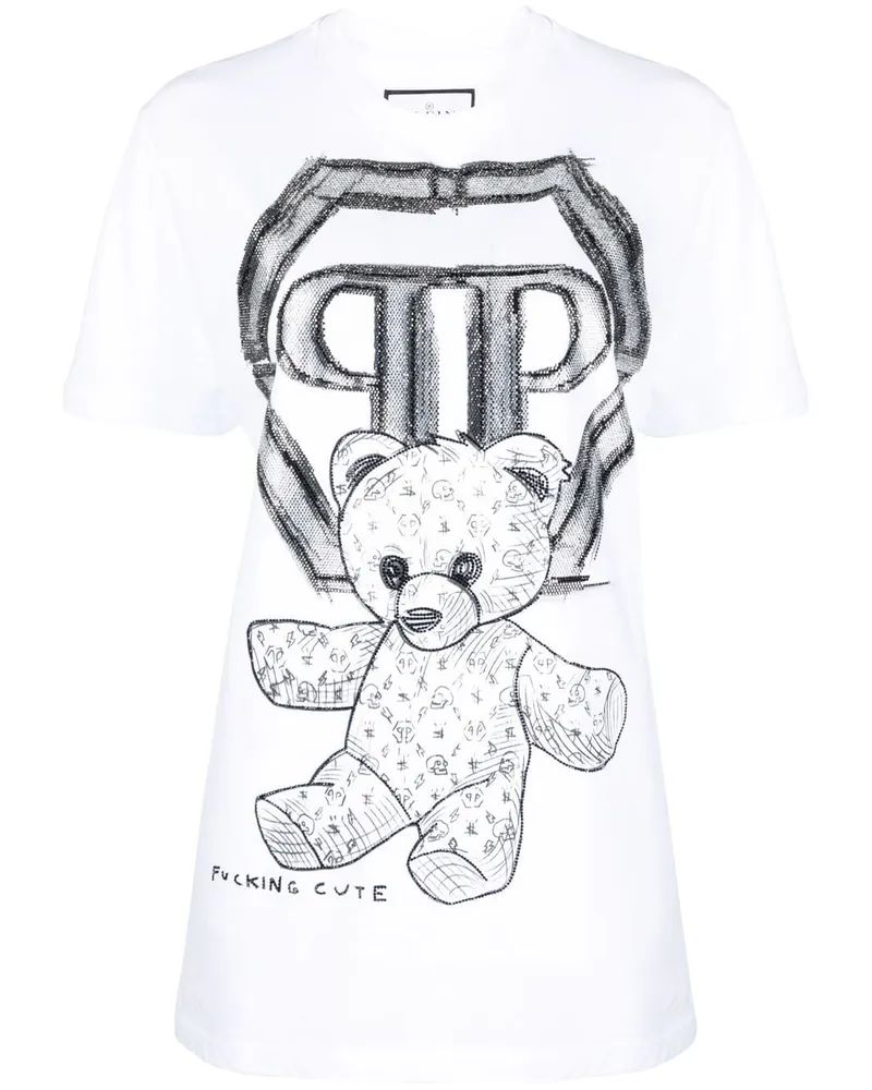 Philipp Plein T-Shirt mit Teddy-Print - Weiß Weiß