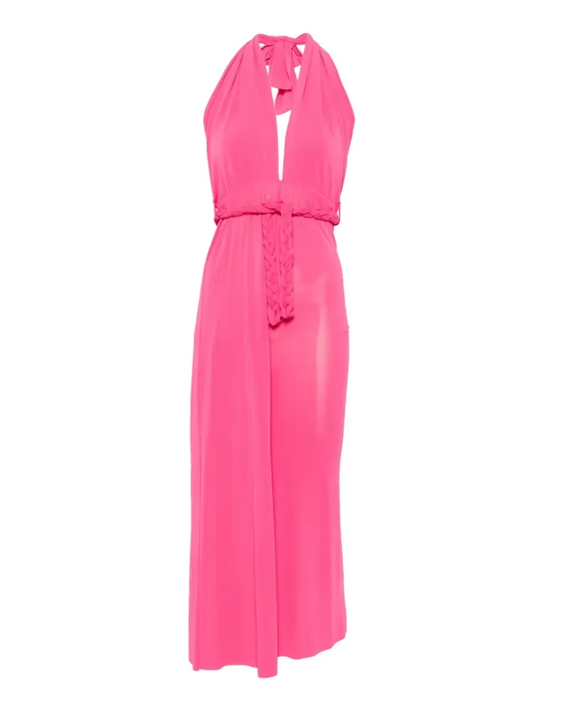Kaos Neckholder-Jumpsuit mit Flechtgürtel - Rosa Rosa