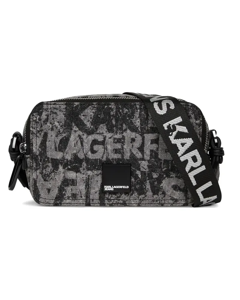 Karl Lagerfeld logo-print denim camera bag - Grau Grau