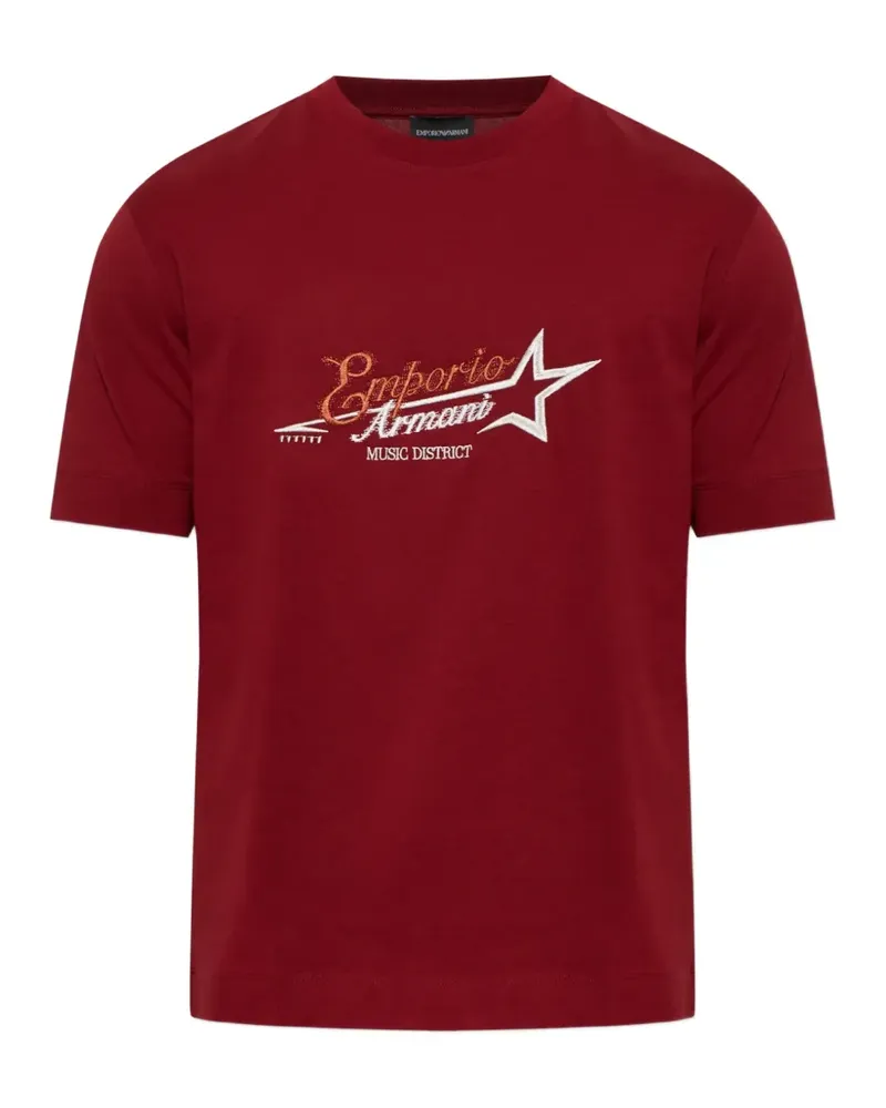 Emporio Armani T-Shirt mit Logo-Stickerei - Rot Rot