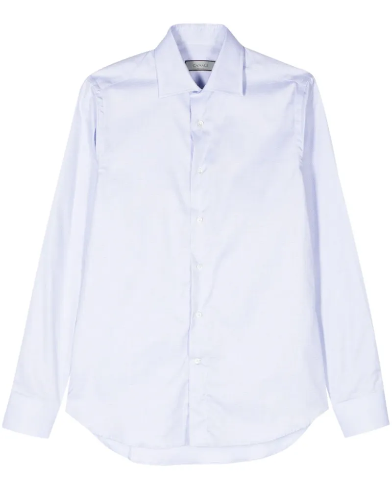 Canali Hemd mit Mikro-Punktemuster - Blau Blau