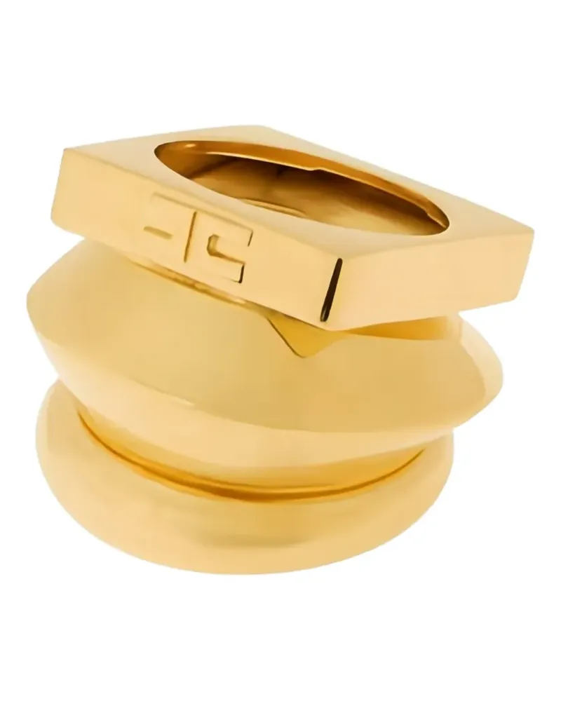 Elisabetta Franchi geometric logo-engraved ring - Gold Gold