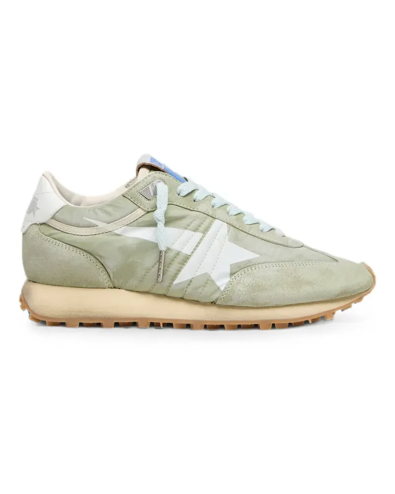 Golden Goose Marathon Sneakers aus salbeigrünem Nylon mit weißem Stern Grün