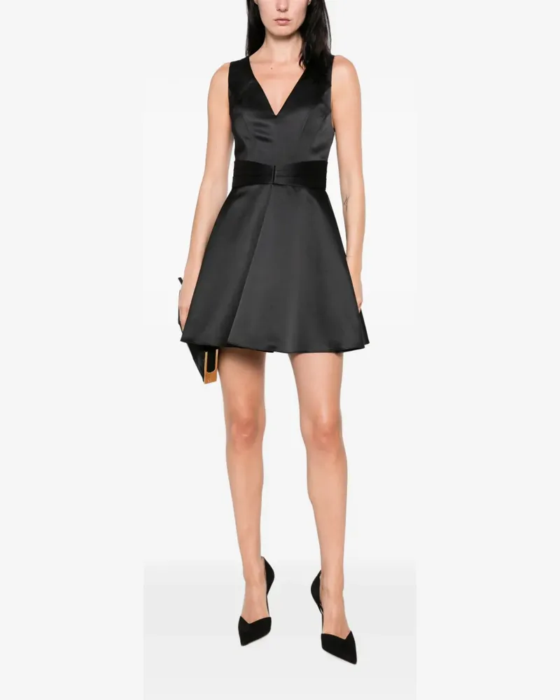 Elisabetta Franchi V-neck pleated-waist mini dress - Schwarz Schwarz