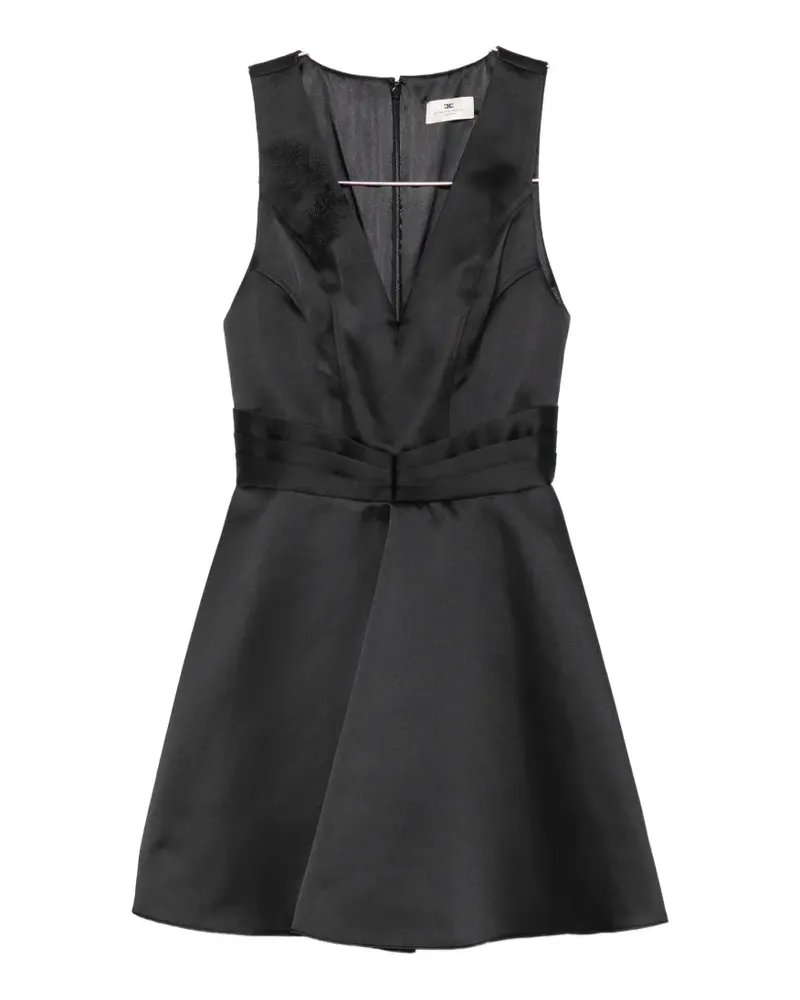 Elisabetta Franchi V-neck pleated-waist mini dress - Schwarz Schwarz