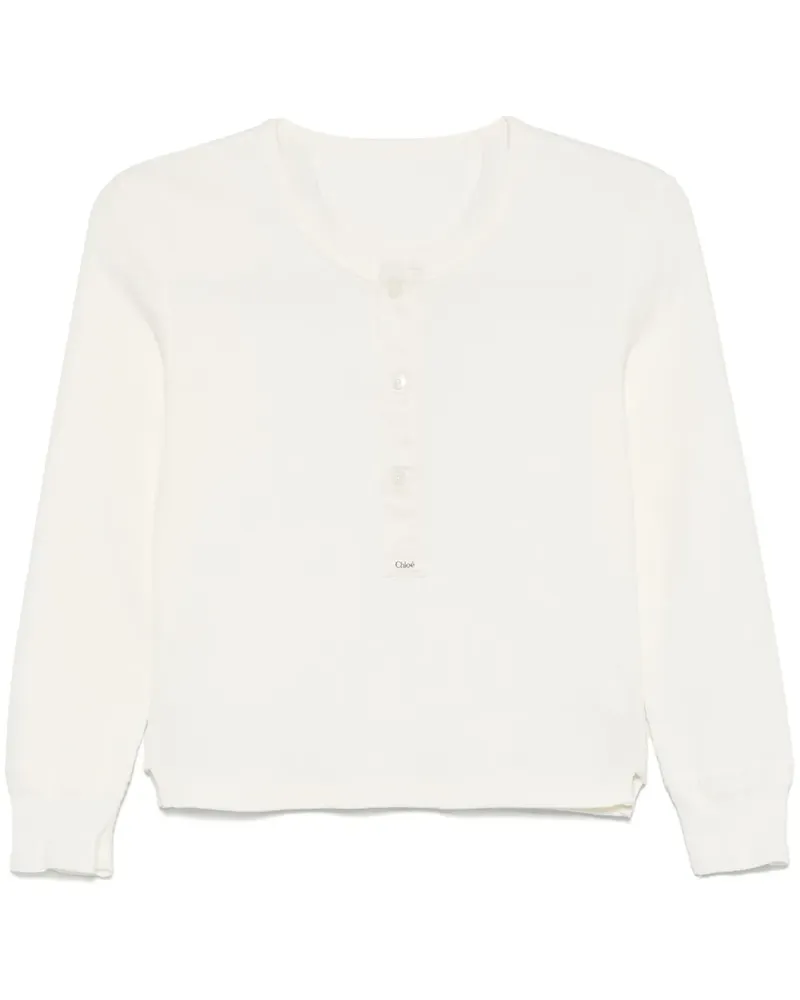 Chloé Langarmshirt mit Henley-Kragen - Weiß Weiß
