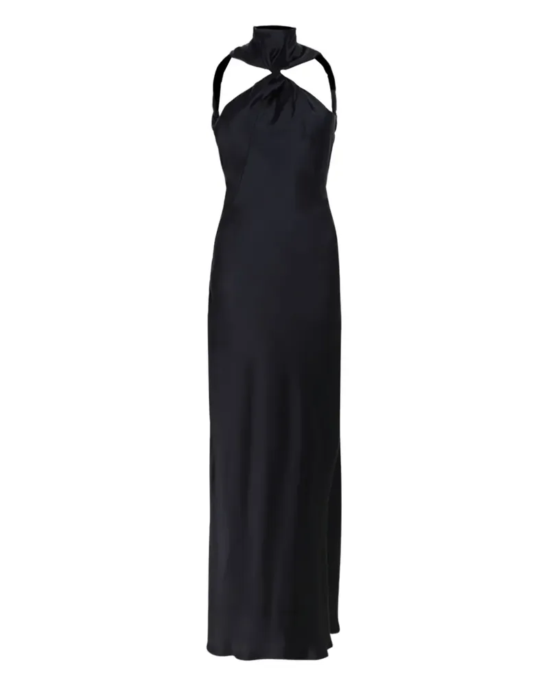 ATTICO Maxikleid mit Stehkragen - Schwarz Schwarz
