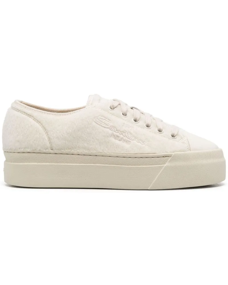 Santoni Faux-Fur-Sneakers mit Plateau 40mm - Nude Nude