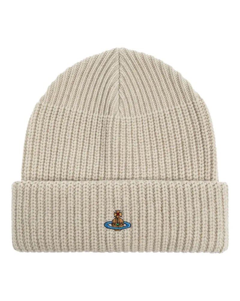 Vivienne Westwood Orb-embroidered beanie - Nude Nude