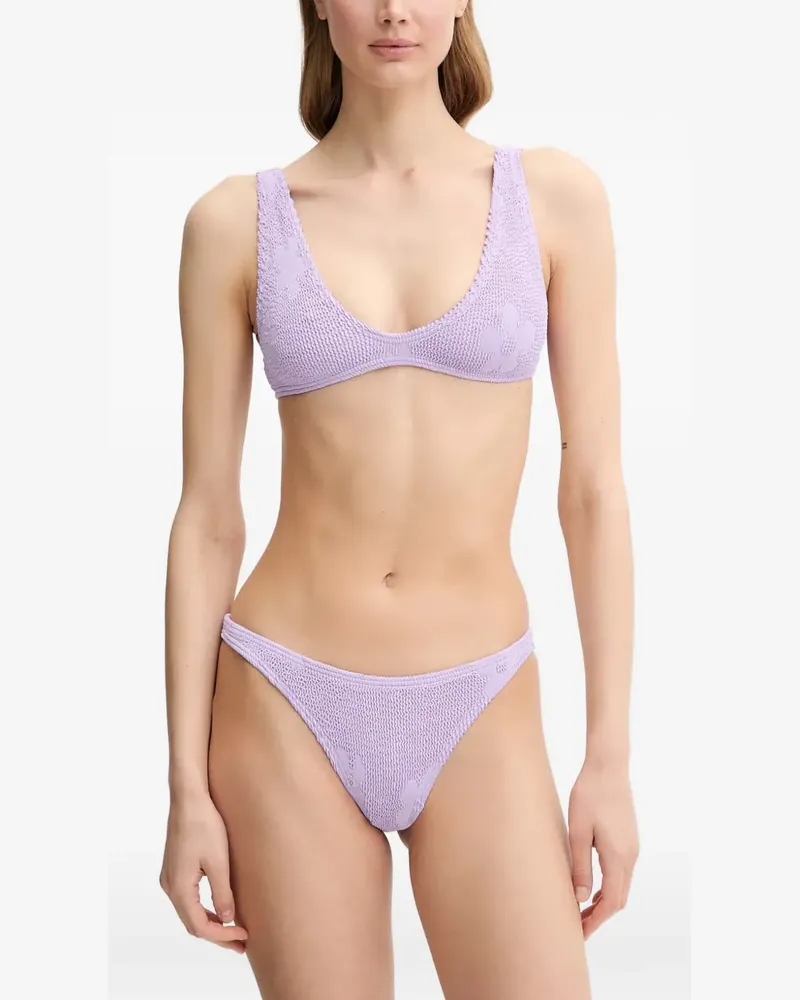 bond-eye floral-jacquard crinkled bikini top - Violett Violett