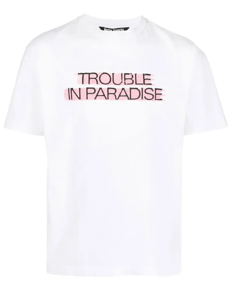 Palm Angels T-Shirt mit Slogan-Print - Weiß Weiß