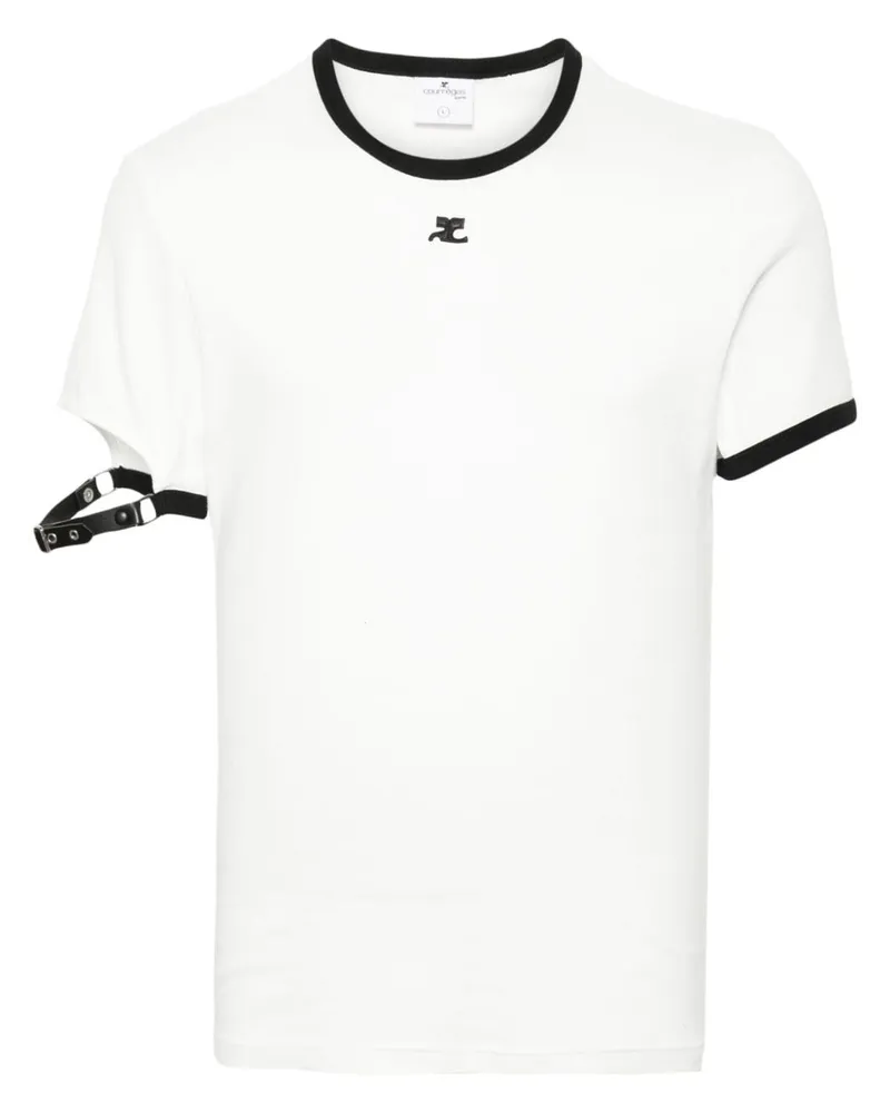 Courrèges T-Shirt mit Schnallendetail Weiß