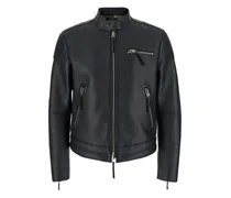 Lederjacke mit Reißverschluss - Schwarz