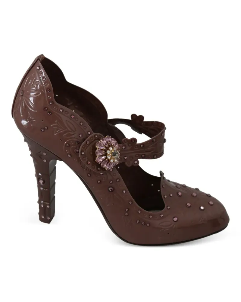 Dolce & Gabbana Mary Janes mit kristallverziertem Absatz - Braun Braun
