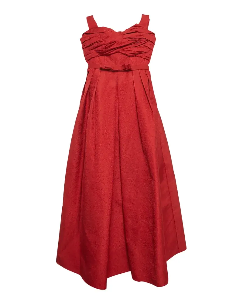 Self-Portrait 2021 textured-jacquard off-shoulder midi dress - Rot Rot