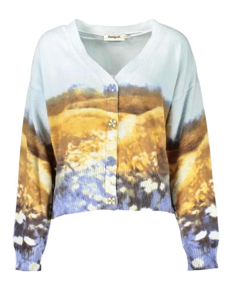 Desigual landscape-print cotton cardigan - Blau Blau