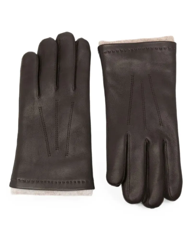 Orciani Handschuhe aus Leder mit Ziernaht - Braun Braun