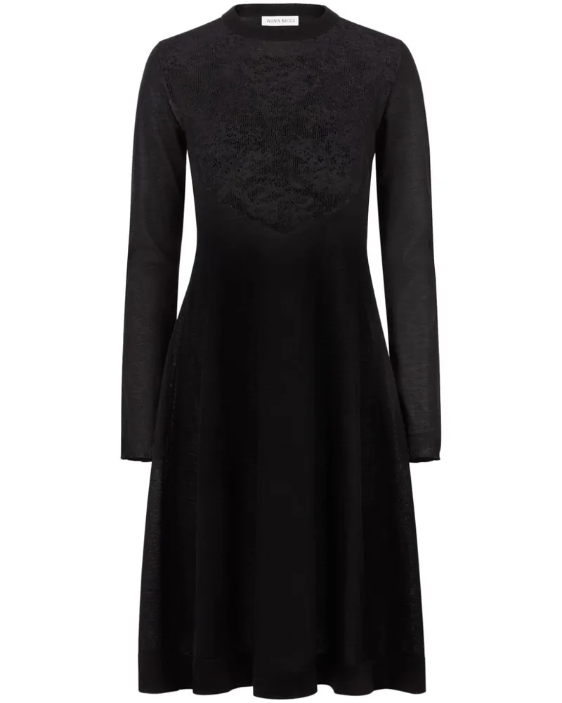 Nina Ricci Midikleid mit Spitzendetail - Schwarz Schwarz