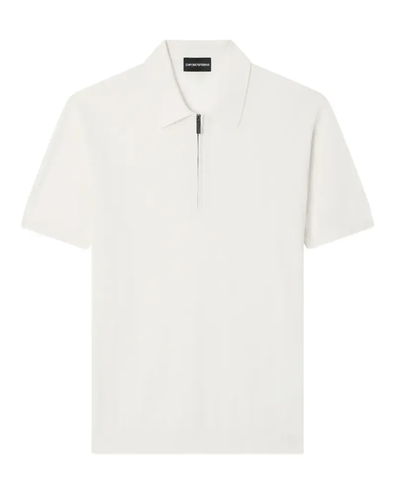 Emporio Armani ribbed-knit half-zip polo shirt - Nude Nude