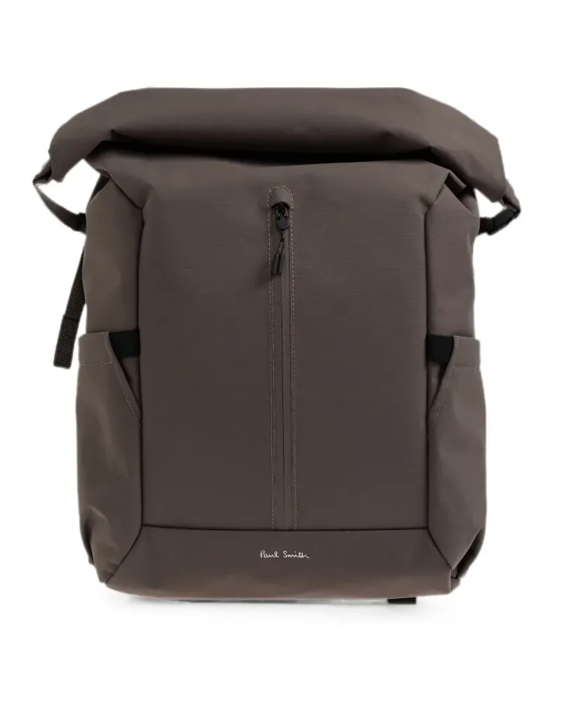 Paul Smith roll-top logo-print backpack - Braun Braun